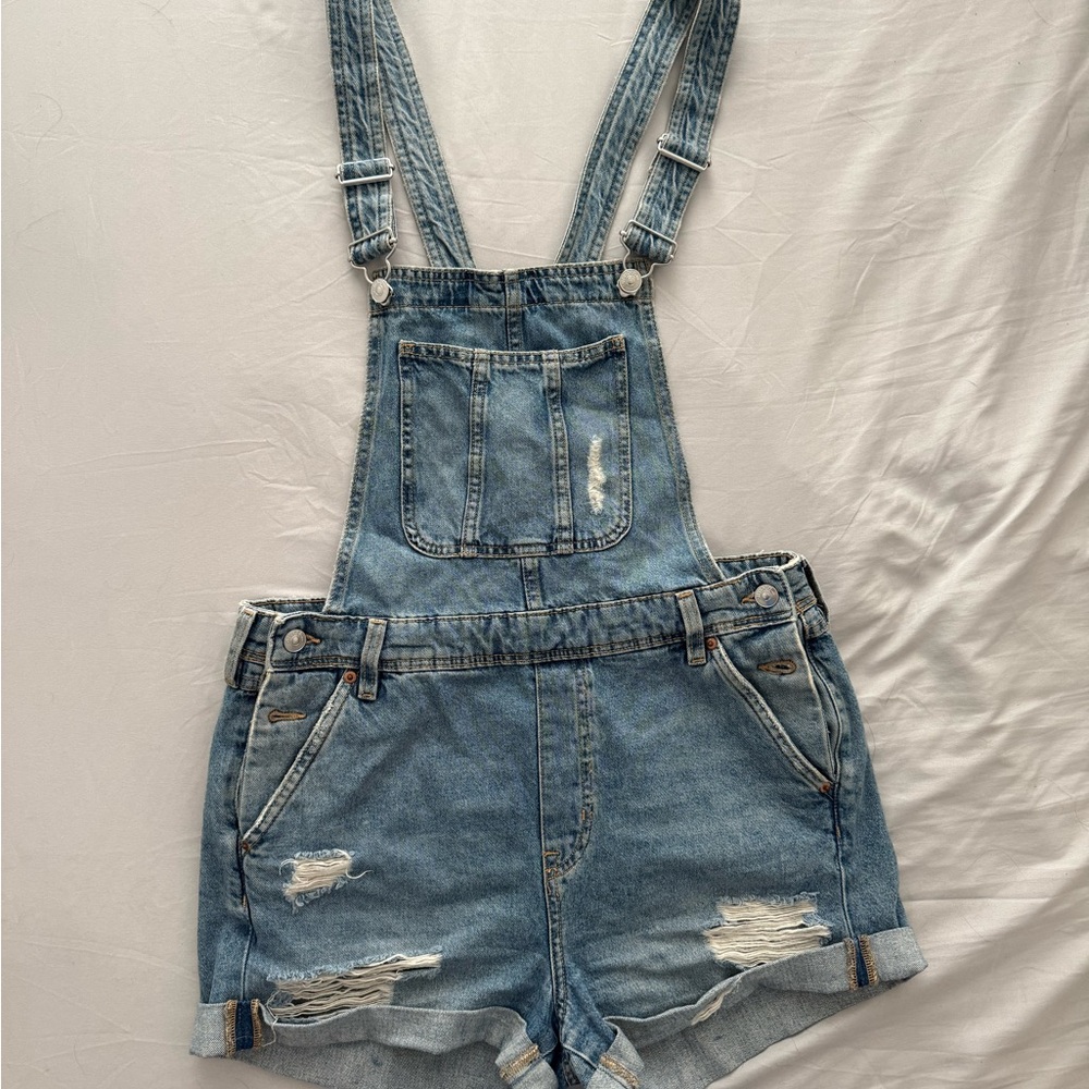 Distressed Denim Overalls